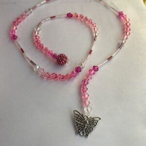 Elegant Pink Beaded Butterfly bookmark